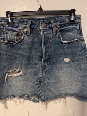 Levi's Distressed Blue Denim Mini Skirt
